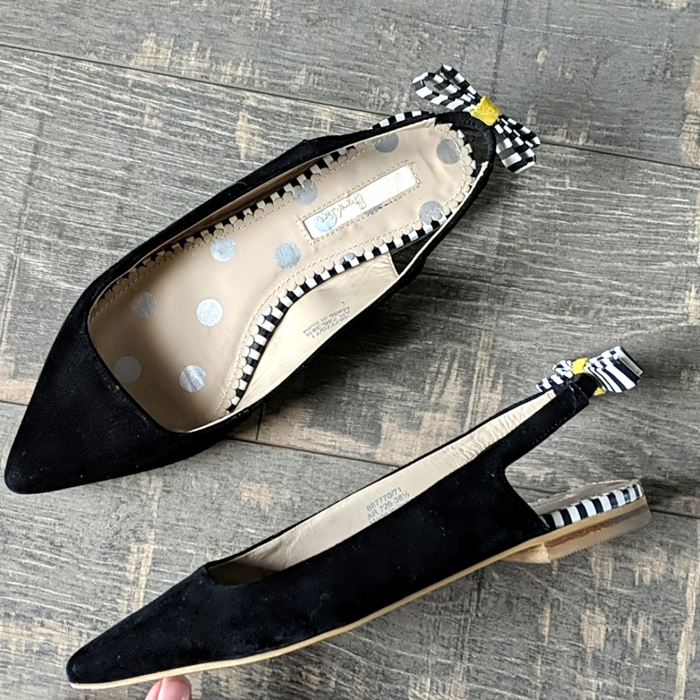 Boden Daniella Black Sling back Bow Flats Shoes